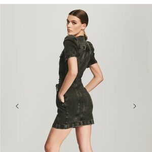 RETROFETE black denim dress w corset like front